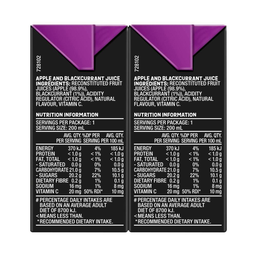Just Juice 100% Juice Apple Blackcurrant 200ml - 6 Pack