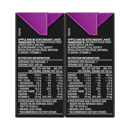 Just Juice 100% Juice Apple Blackcurrant 200ml - 6 Pack