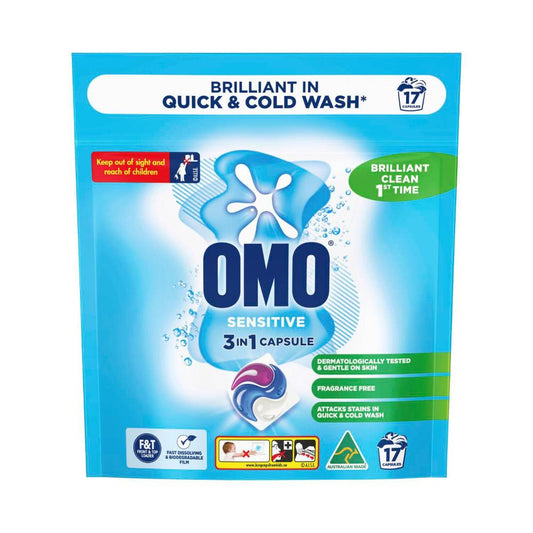 OMO 3 In 1 Laundry Capsules Sensitive - 17 each