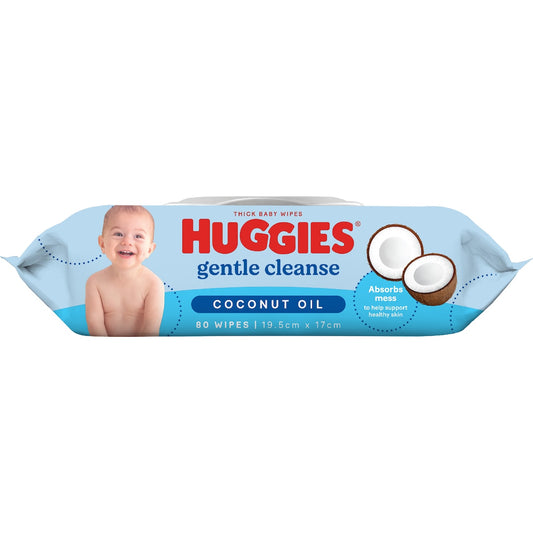 Huggies Glentle Cleanse Baby Wipes Coconut Oil 80 Pack
