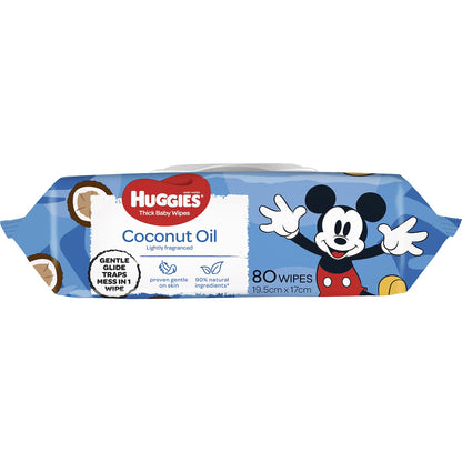 Huggies Glentle Cleanse Baby Wipes Coconut Oil 80 Pack