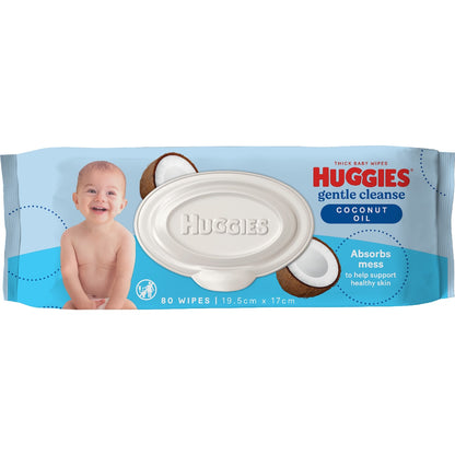 Huggies Glentle Cleanse Baby Wipes Coconut Oil 80 Pack