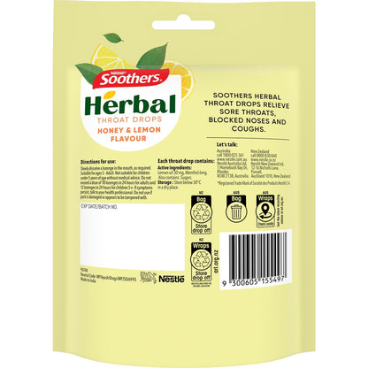Soothers Herbal Throat Lozenges Honey & Lemon 18 pack