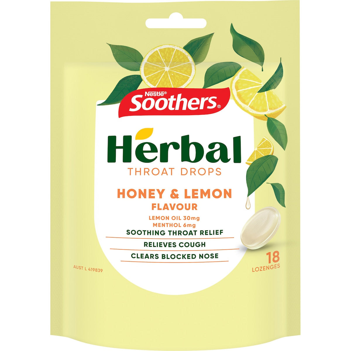 Soothers Herbal Throat Lozenges Honey & Lemon 18 pack