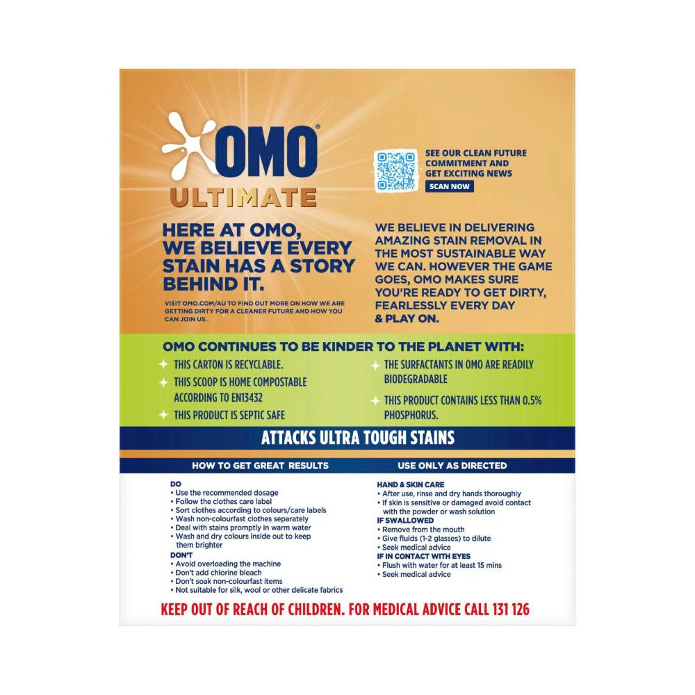 OMO Ultimate Laundry Detergent Washing Powder 40 Washes - 2 kg