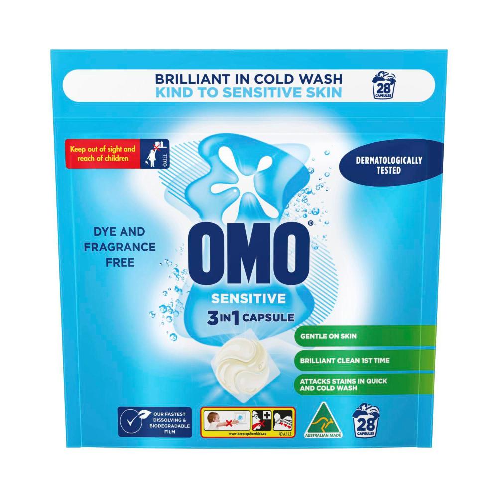 OMO Sensitive 3 in 1 Laundry Capsules 28 Washes - 28 pack