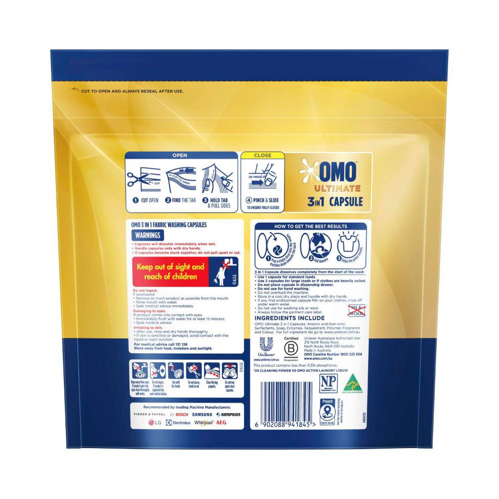 OMO Ultimate 3 in 1 Laundry Capsules 28 Washes - 28 pack