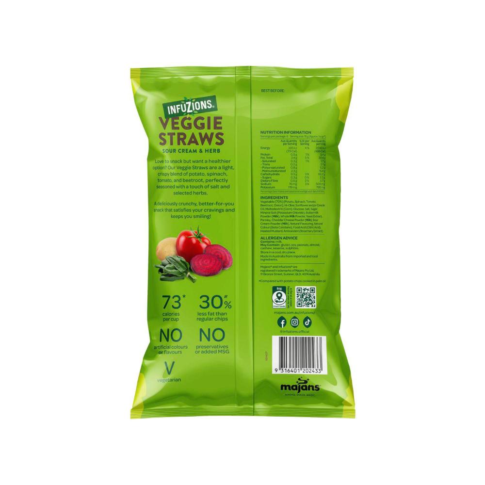 Infuzions Veggie Straws Sour Cream & Herb - 90g