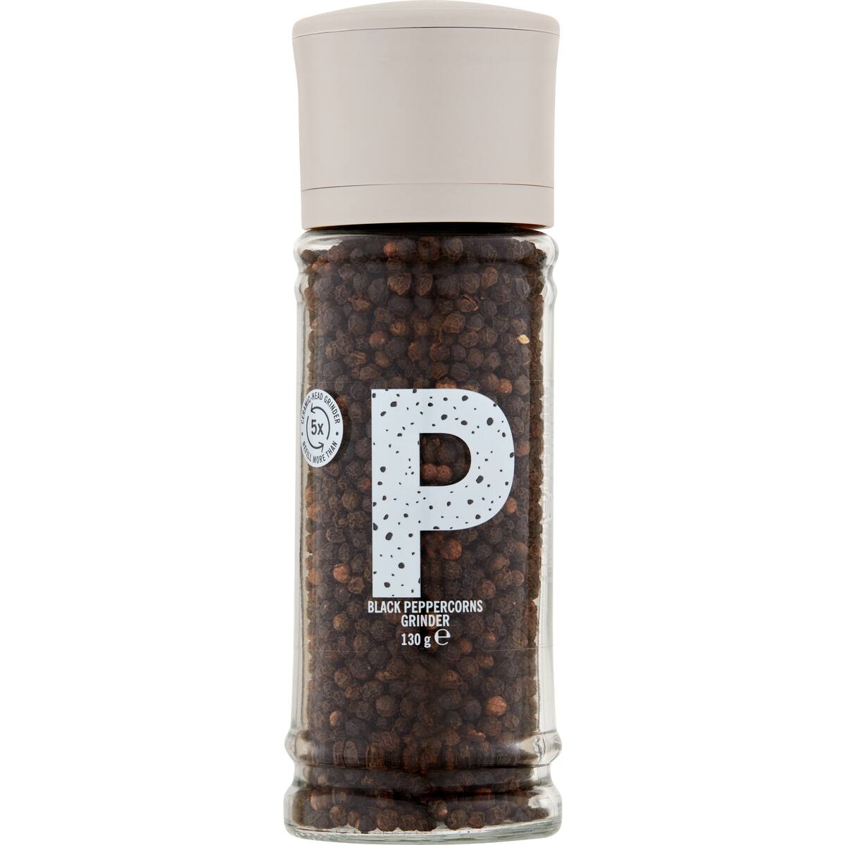 Natural Large Black Peppercorns Grinder 130g