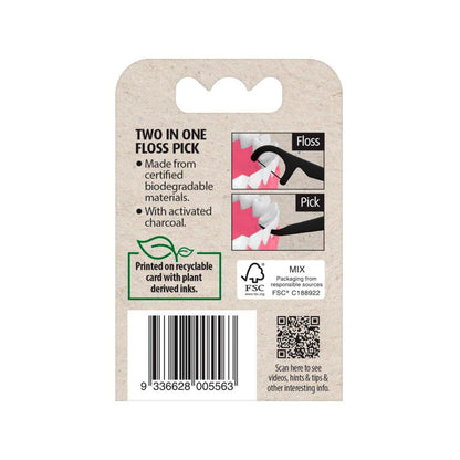 Piksters Eco Charcoal Floss Picks - 30 pack