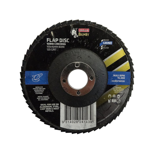 Josco Abrasive Flap Disc - 100mm - Zirconia - Extra Fine 120 Grit