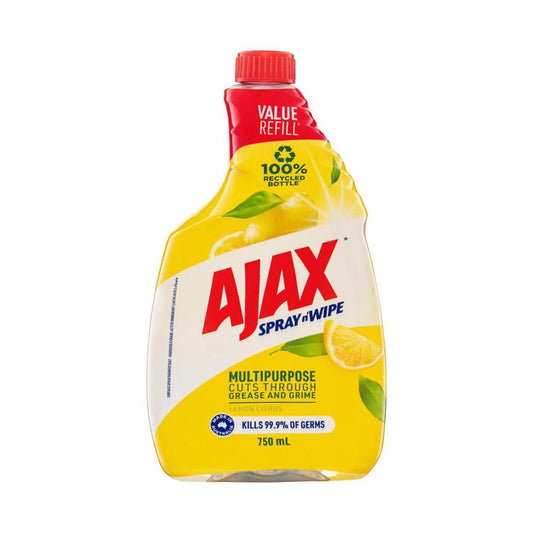 Ajax Spray N Wipe Lemon Citrus 5 in 1 Multi Purpose Cleaner Refill Pack - 750mL