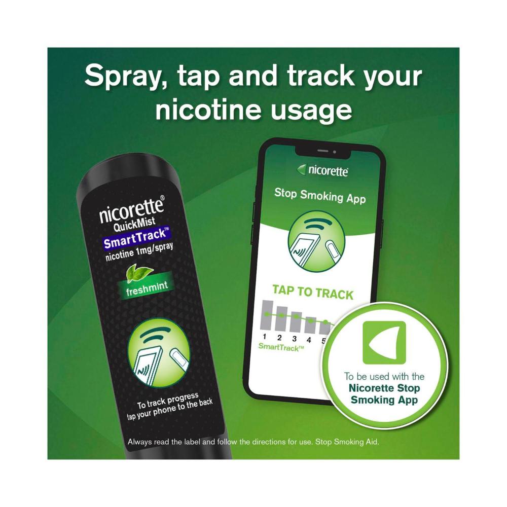 Nicorette Quit Smoking Quickmist Smart Track Nicotine Mouth Spray 1 Pack - 13.2mL