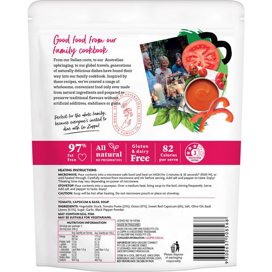 La Zuppa Soup Pouch Tomato Capsicum & Basil 400g