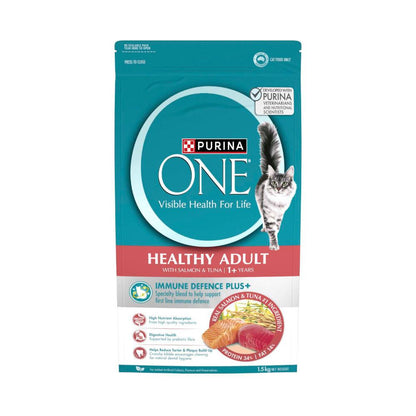 Purina One Adult Dry Cat Food Healthy Salmon And Tuna - 1.5kg