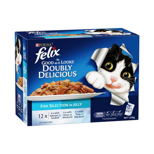 Felix Doubly Delicious Fish Selection Cat Food 85g - 12 pack