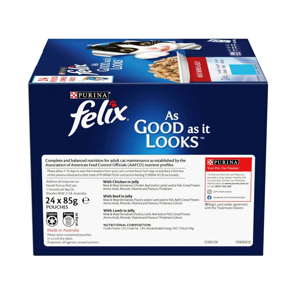 Felix Adult As Good As It Looks Meat Menu Cat Food 85g - 24 Pack