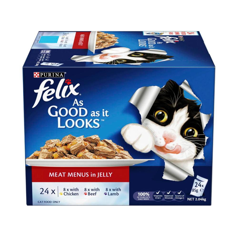 Felix Adult As Good As It Looks Meat Menu Cat Food 85g - 24 Pack