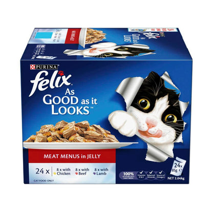 Felix Adult As Good As It Looks Meat Menu Cat Food 85g - 24 Pack