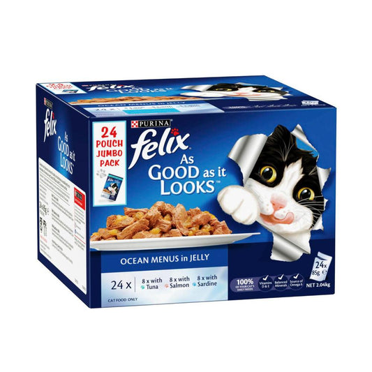 Felix Adult As Good As It Looks Ocean Menu In Jelly Cat Food 85g - 24 Pack