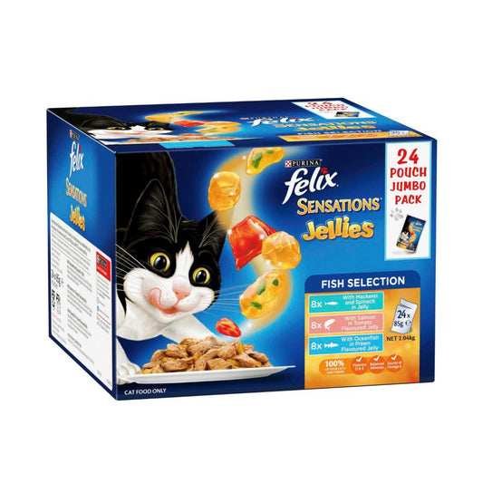 Felix Adult Sensations Jellies Fish Selection Cat Food 85g - 24 Pack