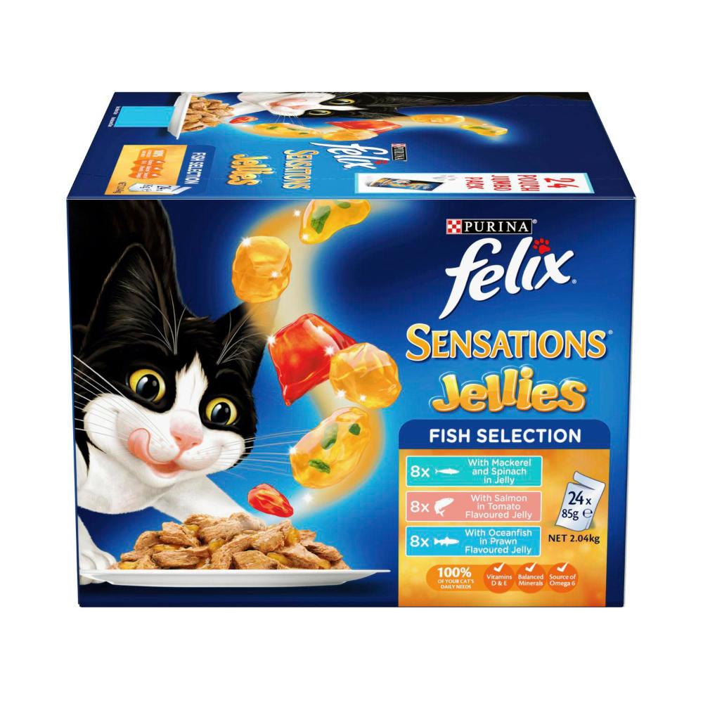 Felix Adult Sensations Jellies Fish Selection Cat Food 85g - 24 Pack