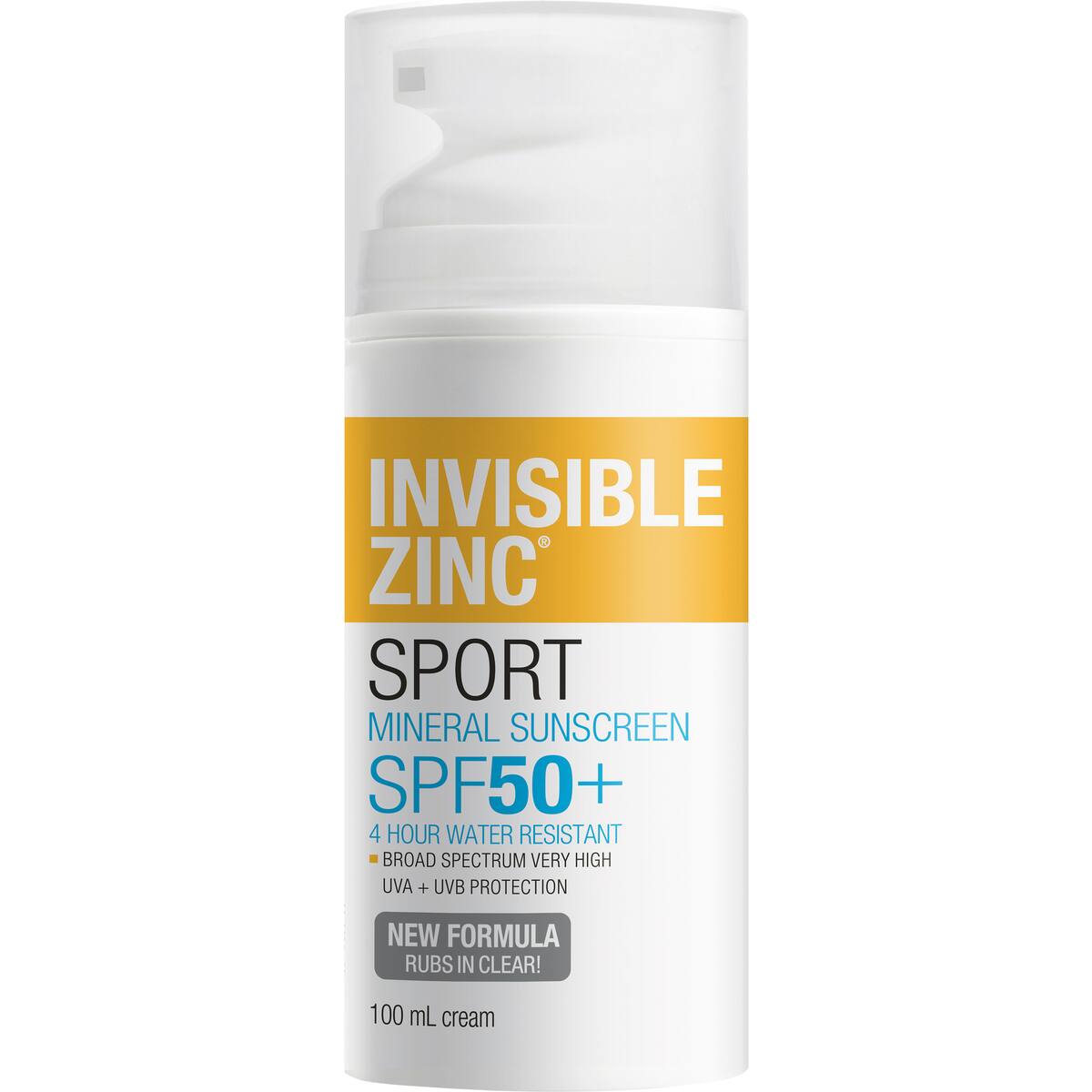 Invisible Zinc Spf 50+ Sport Mineral Sunscreen Cream 100g