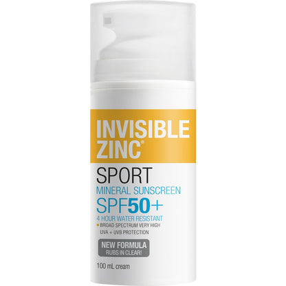 Invisible Zinc Spf 50+ Sport Mineral Sunscreen Cream 100g