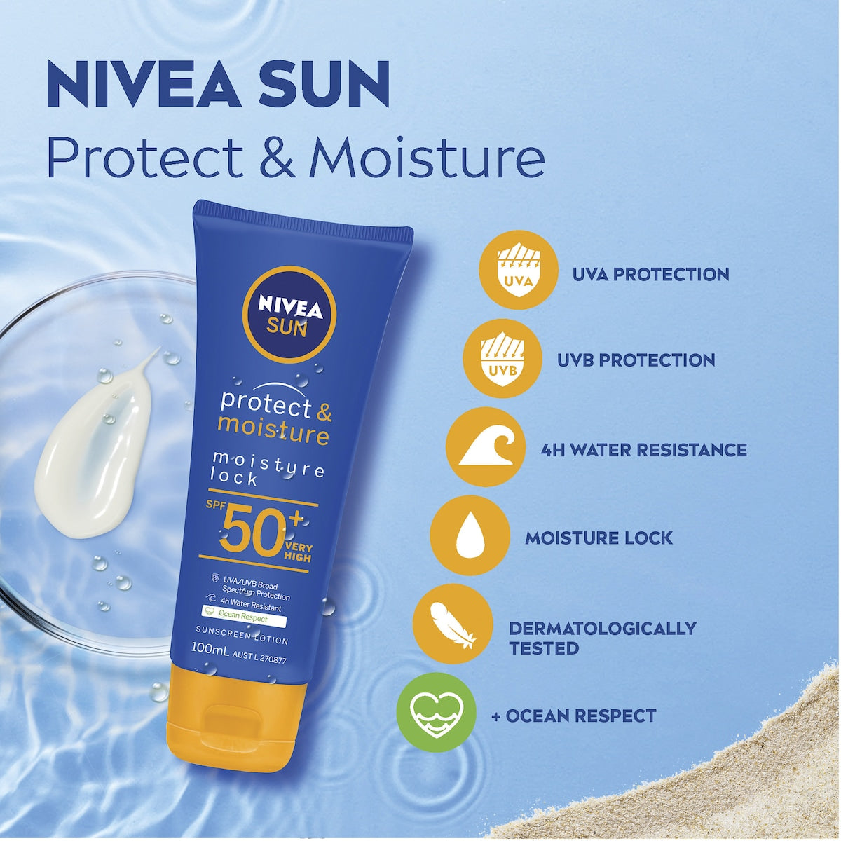 Nivea Spf 50+ Sun Protect & Moisture Sunscreen Lotion 100ml