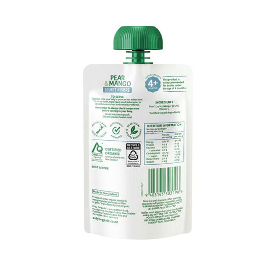 Only Organic Pear & Mango Baby Food Pouch 4+ Months - 120g