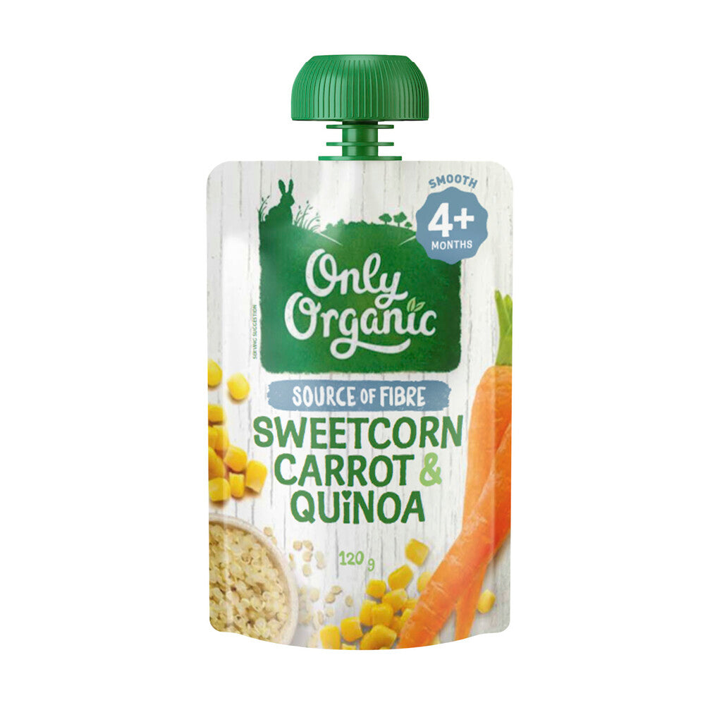 Only Organic Sweetcorn Carrot & Quinoa Baby Food Pouch 4+Month - 120g