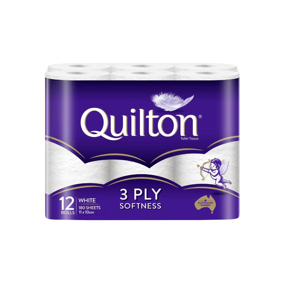 Quilton 3 Ply Unscented White Toilet Paper - 12 pack