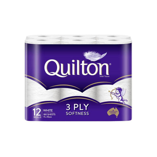 Quilton 3 Ply Unscented White Toilet Paper - 12 pack