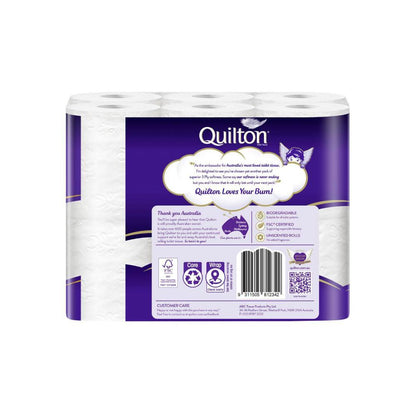 Quilton 3 Ply Unscented White Toilet Paper - 12 pack