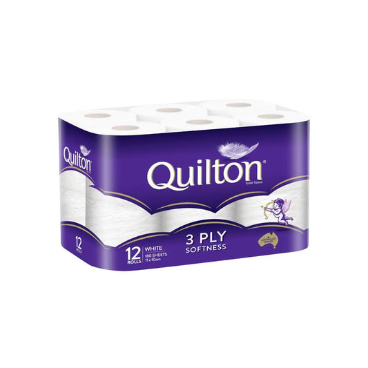 Quilton 3 Ply Unscented White Toilet Paper - 12 pack