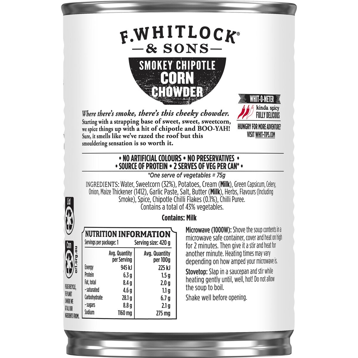 F.whitlock & Sons Smokey Chipotle Corn Chowder 420g