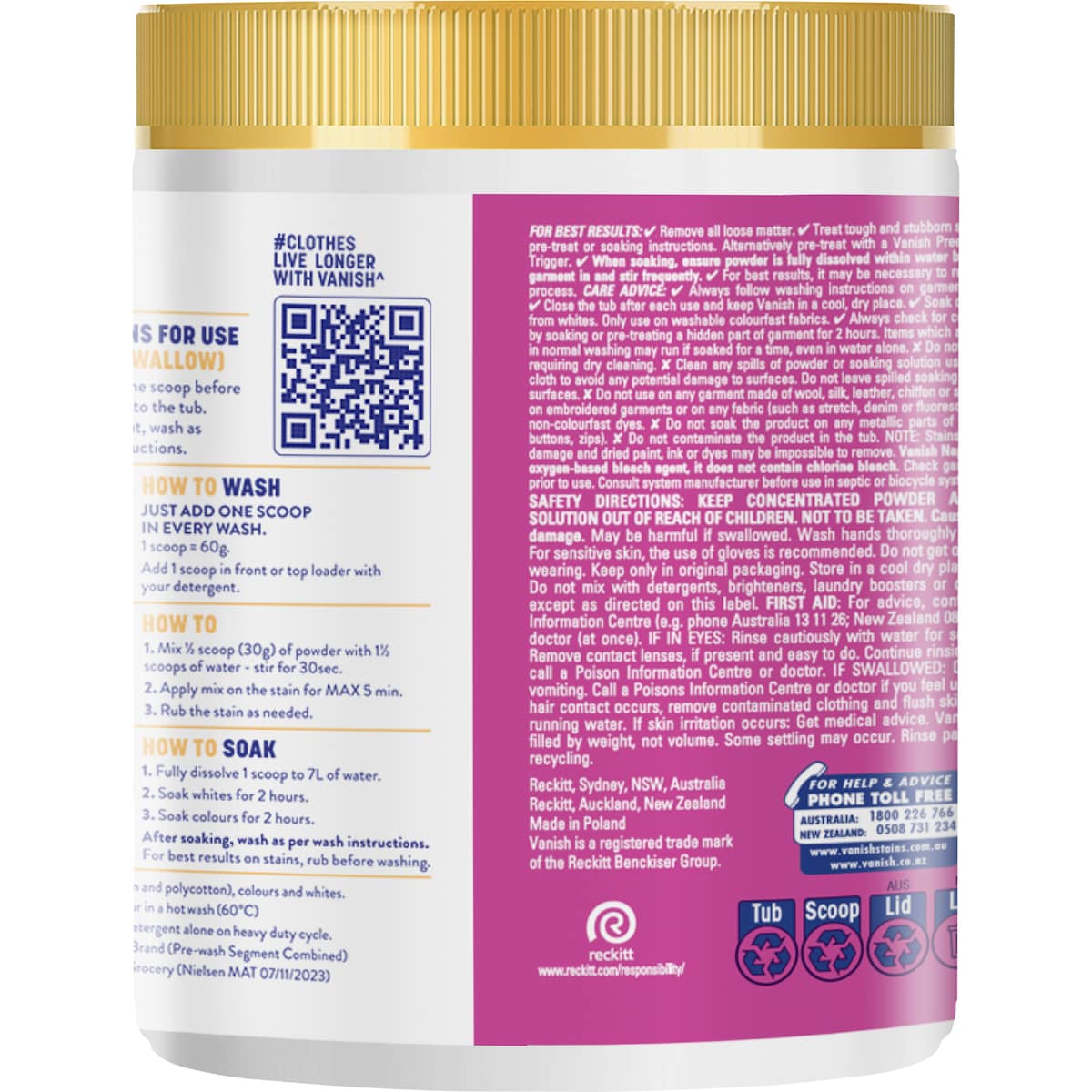 Vanish Gold Pro Turbo White Stain Remover Powder 1kg