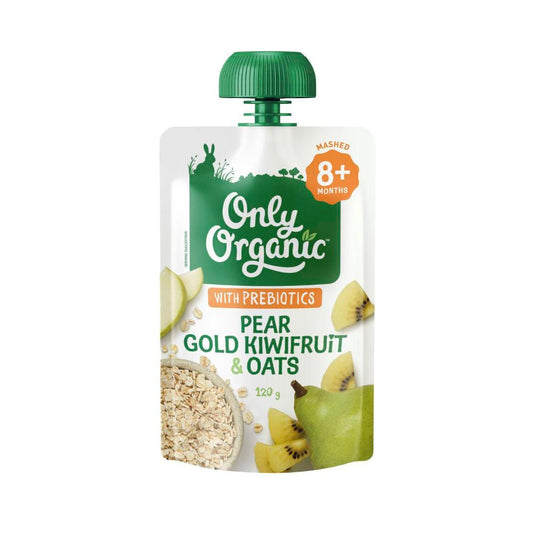 Only Organic Pear Gold Kiwifruit & Oats Baby Food Pouch 8+ Months - 120g