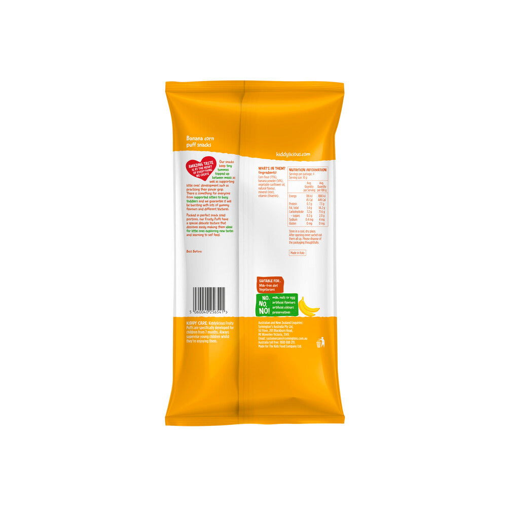 Kiddylicious Banana Fruty Puffs - 4 pack