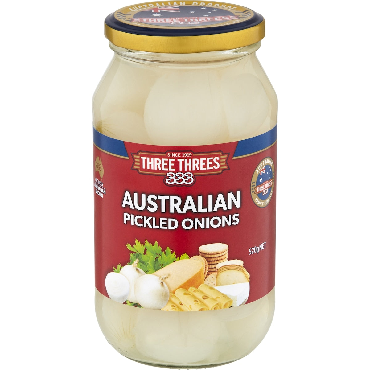 Three Threes Pickled Onions 520g