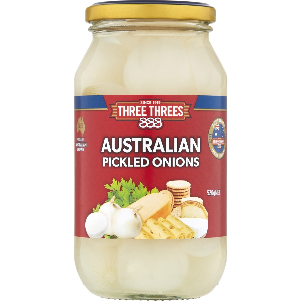 Three Threes Pickled Onions 520g
