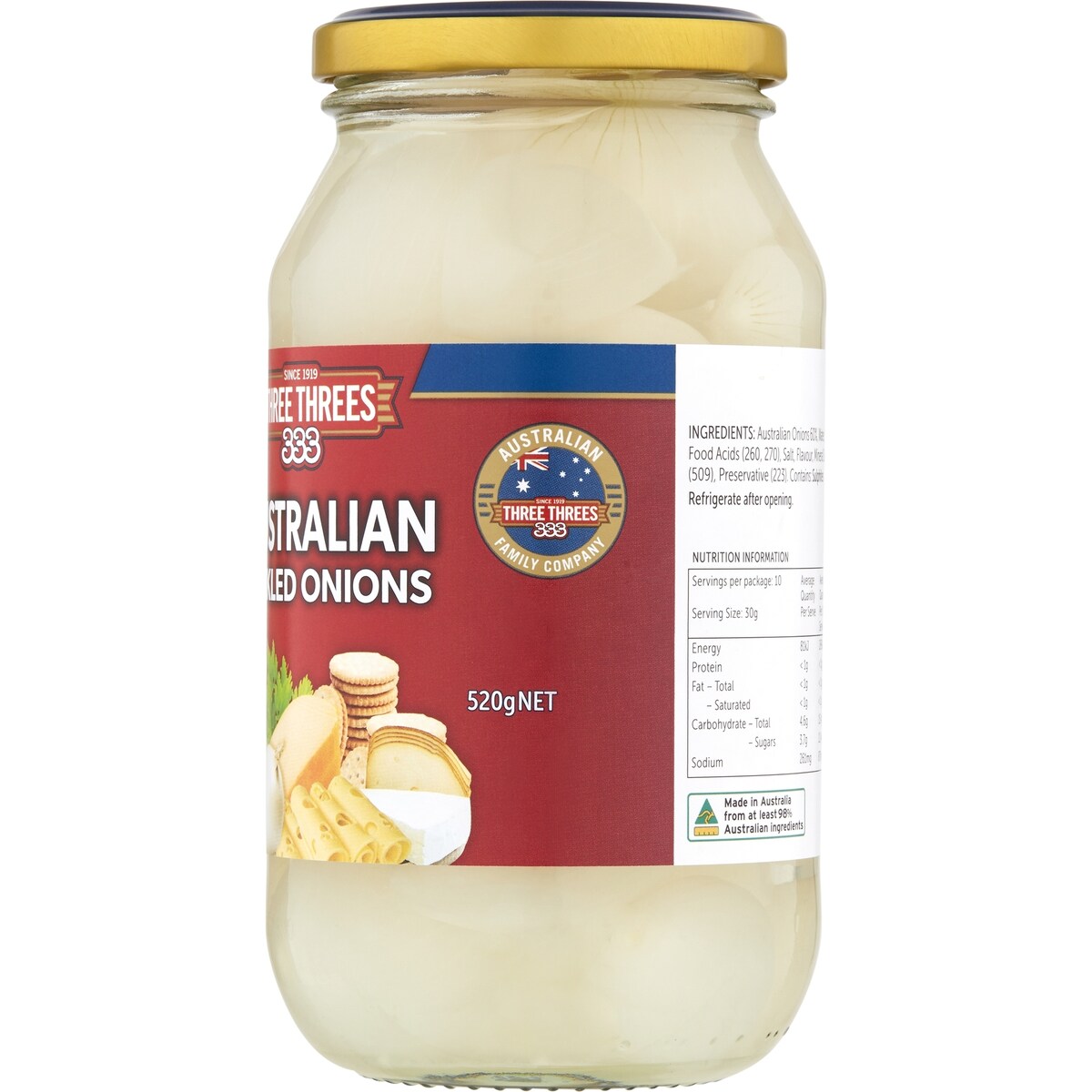 Three Threes Pickled Onions 520g