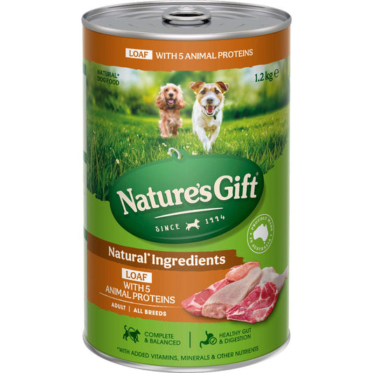 Nature's Gift Adult Wet Dog Food Tin Loaf 5 Meats 1.2kg