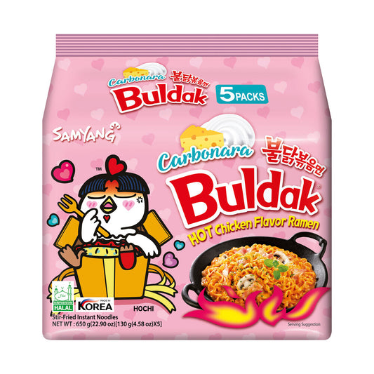 Samyang Buldak Hot Chicken Ramen Carbonara 5 Pack - 650g
