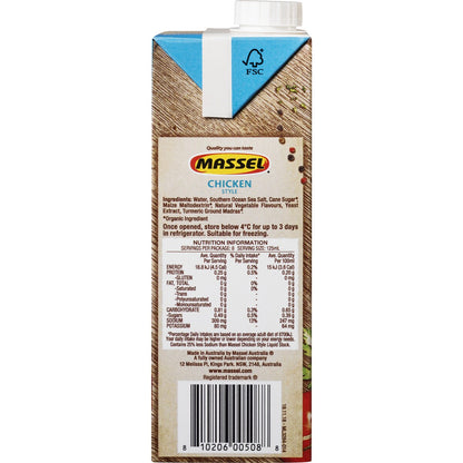 Massel Plant Based Chicken Style Liquid Stock Salt Reduced 1L