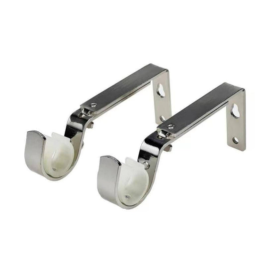 Pillar Brushed Chrome Adjustable Universal Curtain Rod Bracket 25 & 32mm