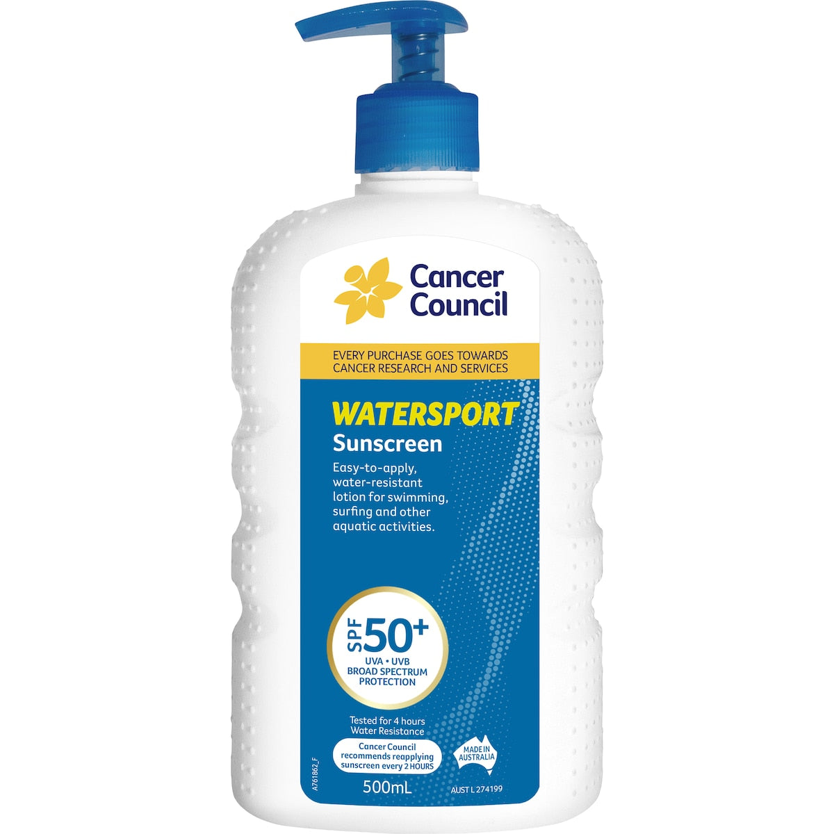 Cancer Council Watersport Spf50+ Sunscreen Pump 500ml