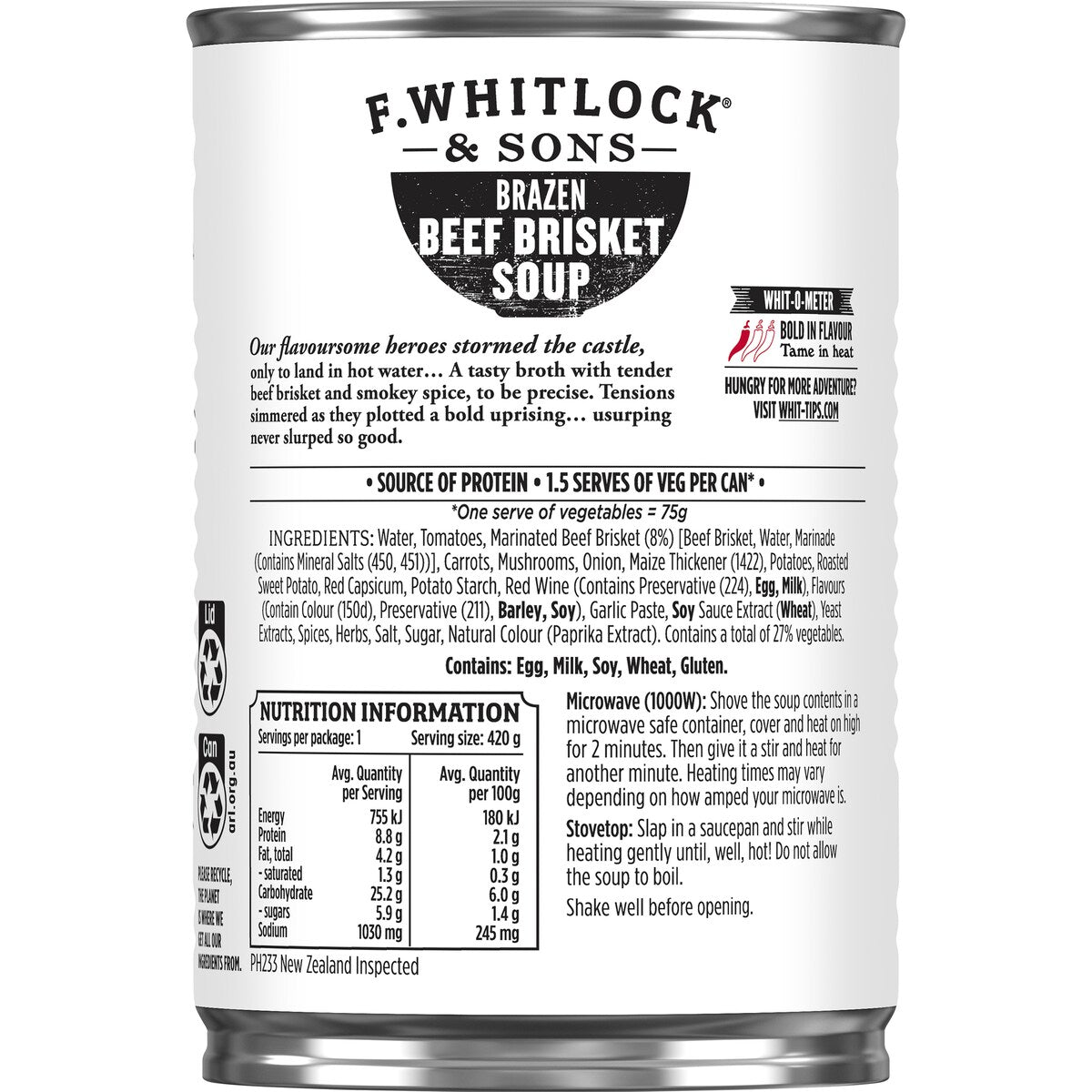 F.whitlock & Sons Brazen Beef Brisket Soup 420g