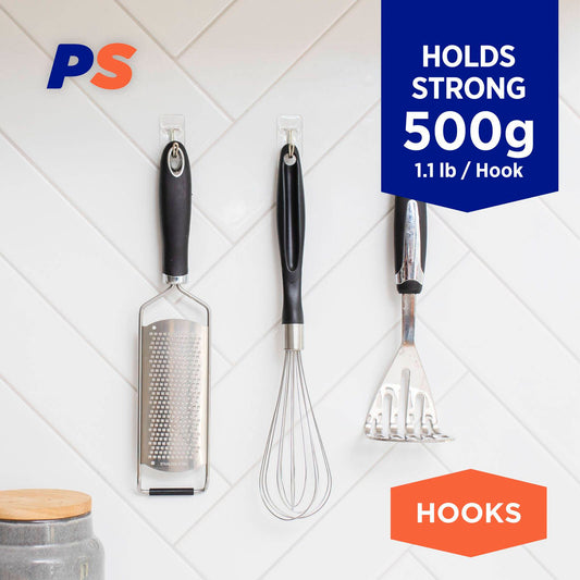 Permastik Small Clear Kitchen Hooks Holds 500g 9 Pack