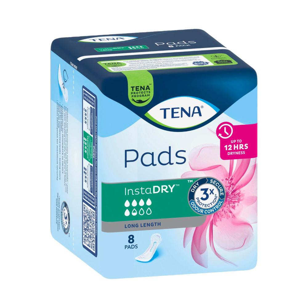 Tena Insta Dry Long Length Incontinence Pad - 8 pack